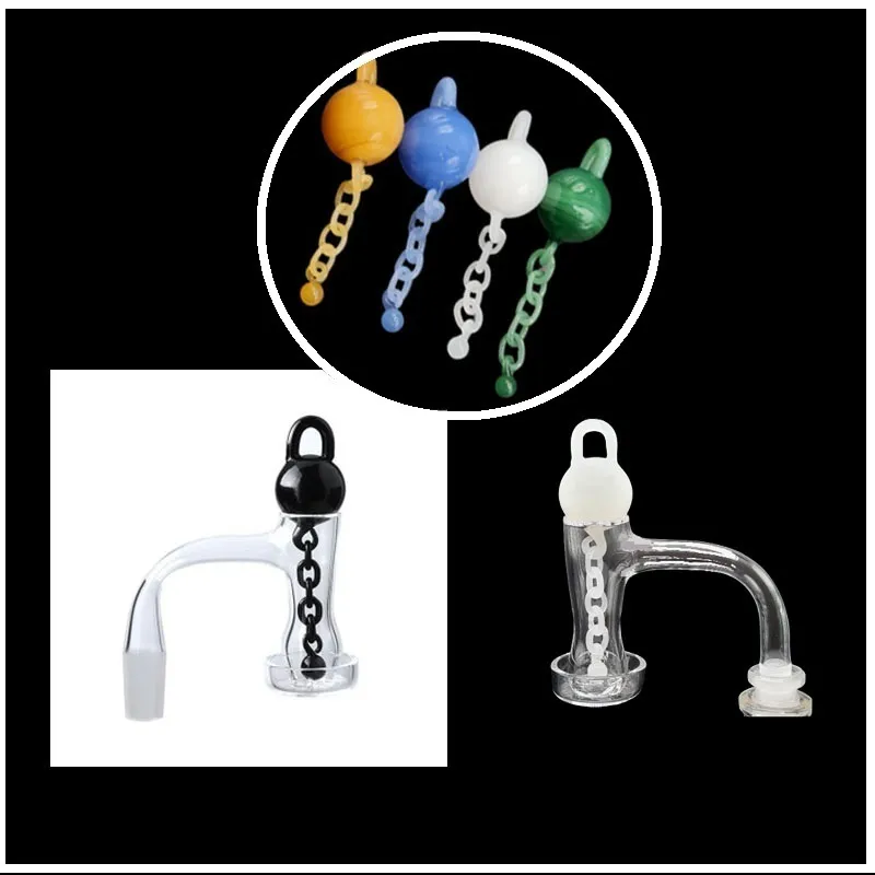 Quartz Banger volledige las afgeschuinde rand roken Terp Slurper Quartz-Banger met unieke glazen marmeren ketens dop 20mmod 10 mm 18 mm 18 mm nagels voor de bongrigs waterbongs