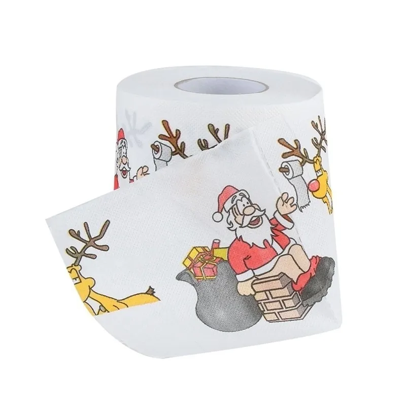 Jultoalettrullepappershem Santa Claus Bath Supplies Xmas Decor Tissue DIY Supplies#40 Y201020