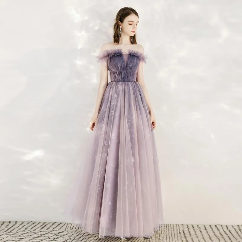 Brautjungfernkleider elegante lange Hochzeitsfeier Kleid plus Größe Pink Purple Tüllrobe Soiree Cheongsam Ethnische Kleidung