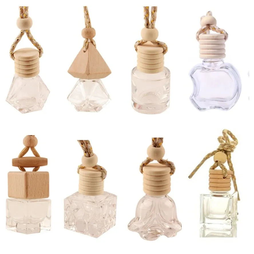 Auto hangende glazen fles lege parfum aromatherapie navulbare diffuser lucht frissere geur hanger ornament b0630x