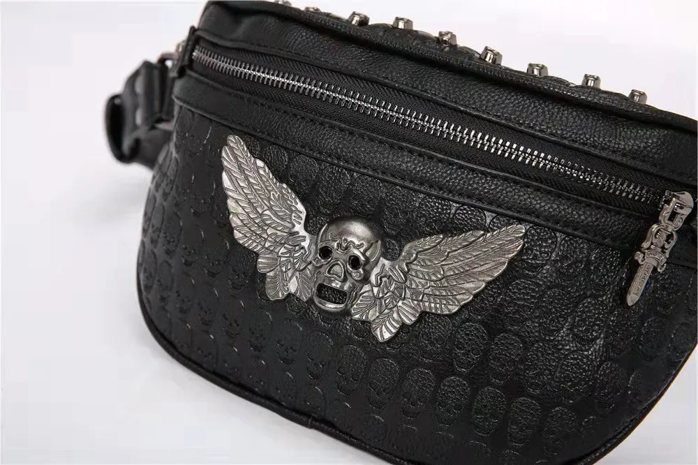 Luxury Cross Body Waist bag Messenger bag for man Designer shoulder bags Satchel clutch bagsAdjustable shoulder straps punk elements skull metal men purse HBP