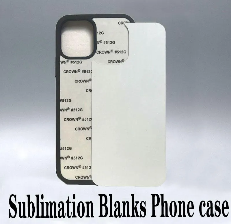 Custom TPU PC Blank 2D Sublimation Blanks Hard Plastic Heat Transfer Phone Case with Aluminum Inserts for iPhone 13 11 12 Pro 7 8 XS MAX Samsung S22 NOTE 20