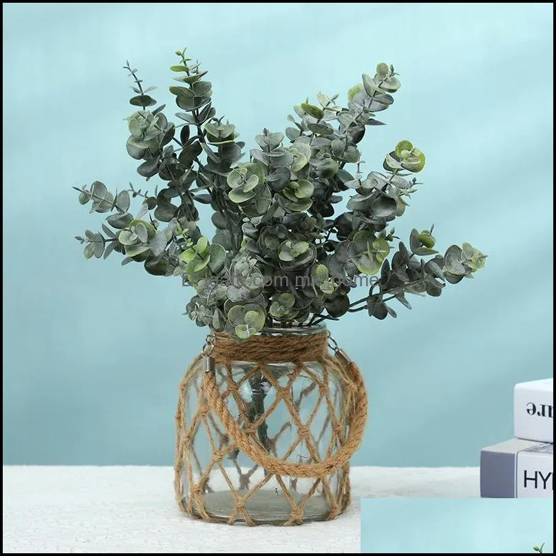 Faux Eucalyptus Leaves Artificial Greenery Stems Fake Green Plants Branches DIY Home Wedding Party Decoration JK2101PH