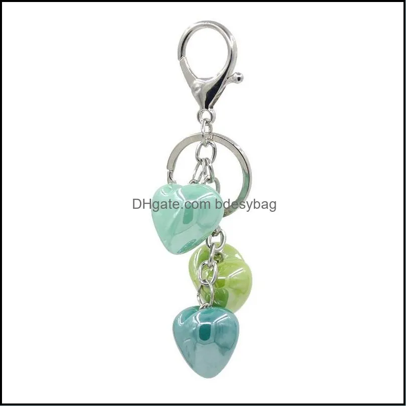 Keychains Fashion Accessories Vonnor Jewelry Nyckelring Akryl Hjärthänge blandad färg Key Chain Car Women Handbag Accessor DH9R7