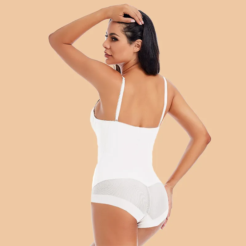 Underwire White Bodysuit Women Shapers Stretch Solid Color Silky