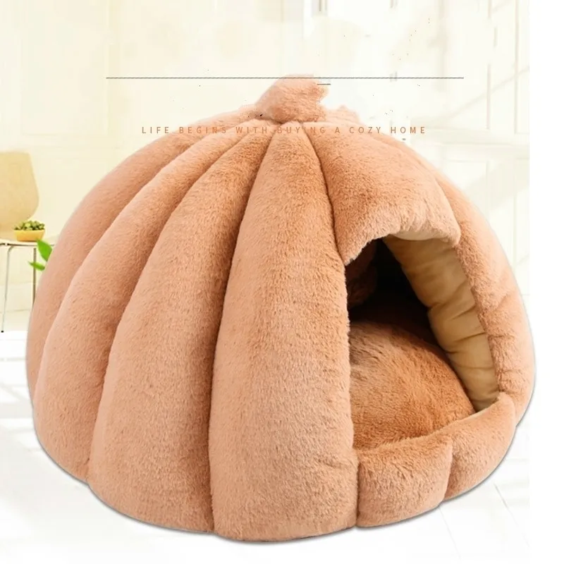 Pet Cat Dog Cute House Bed Mat Warm Soft Mjuk borttagbar kennelbo Basket Tyteps Funny Fruit Pumpkin For Tent Y200330