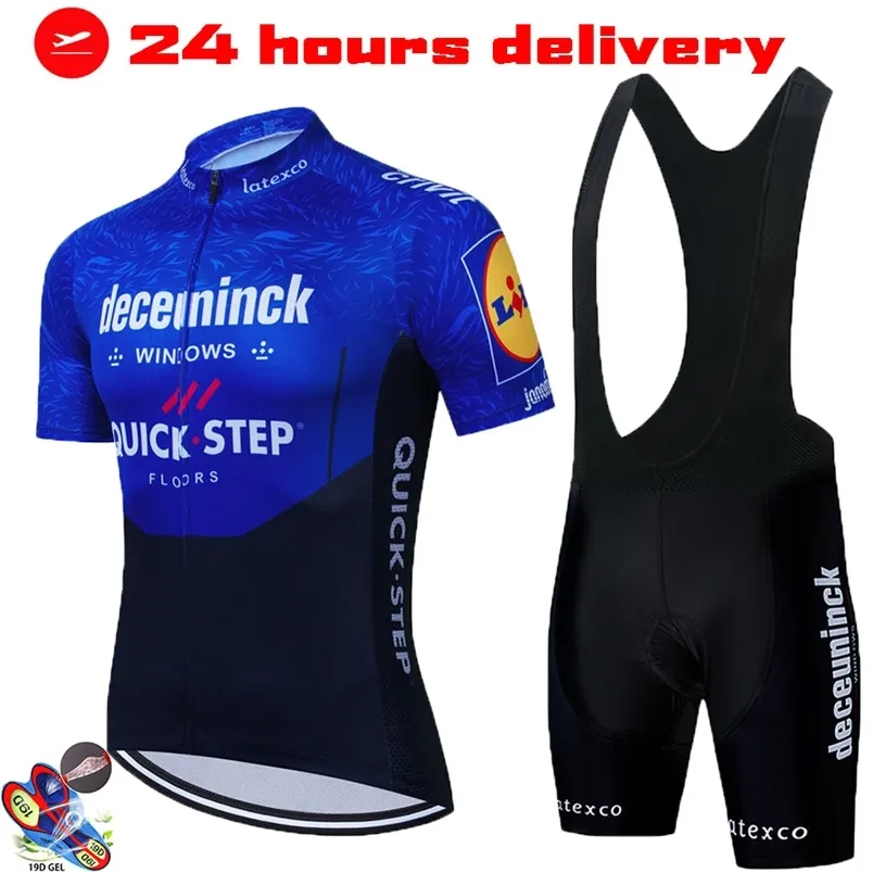 Quick Step Pro Bicycle Team Short Sleeve Maillot Ciclismo Mens Cycling Jersey Kits Summer Breattable Cycling Clothing Set 220601