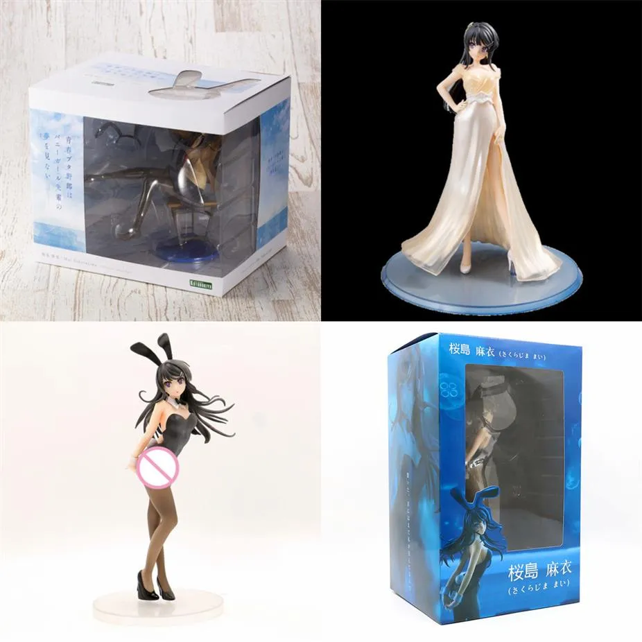 24cm Rascal Does Not Dream of Bunny Girl Senpai Sakurajima Mai Sexy Girls PVC Action Figures Toys Anime Figurine Toy Doll Gift Y07250d