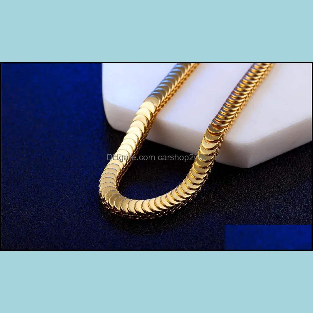 Fashion Choker Cool Punk 8mm Gold Filled Snake Link Chain Necklace for Man Wholesale