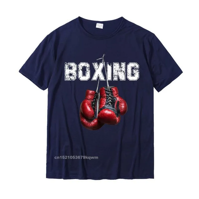 Leisure T-Shirt for Adult Custom Fall Tops T Shirt Short Sleeve Classic Party T-Shirt Round Collar 100% Cotton Funny Boxing T-Shirt - I Love Boxing Tshirt__5139 navy