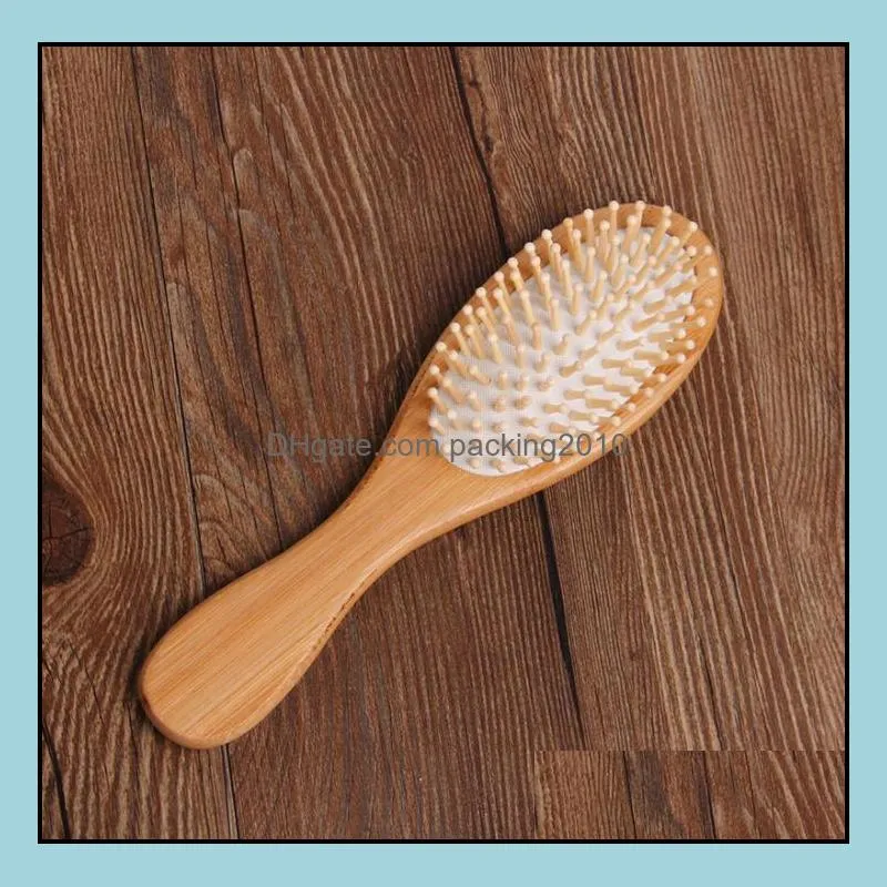 party favor natural bamboo brush healthy care massage hair combs antistatic detangling airbag hairbrush hair styling tool sn4438