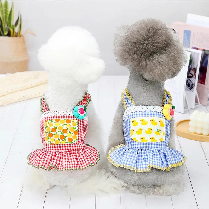Abbigliamento per cani Vestiti Kawaii Gonna con bretelle stampate a fiori per animali domestici Costume novità XS S M L Taglia XL Abbigliamento per cani Cane