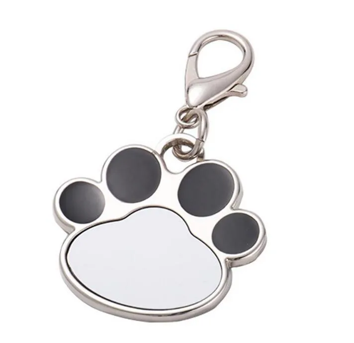 Sublimation Blank Keychain Pendant Creative Cat Paw Shape Keychains Heat Transfer Key Chain DIY Pet Keyring