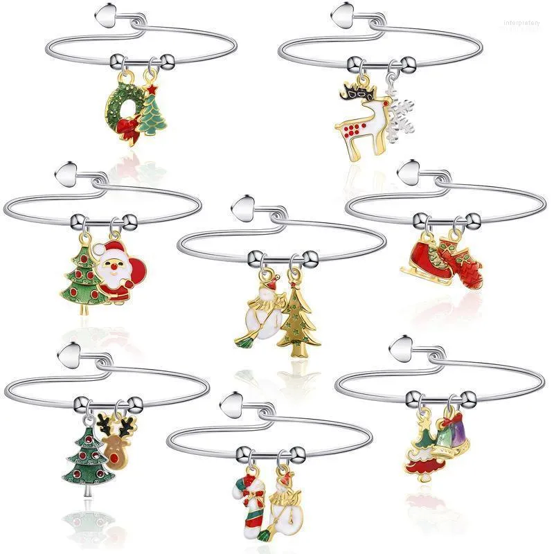Рождественский серебряный цвет браслеты браслеты Санта -Клаус Кенди Бэнк