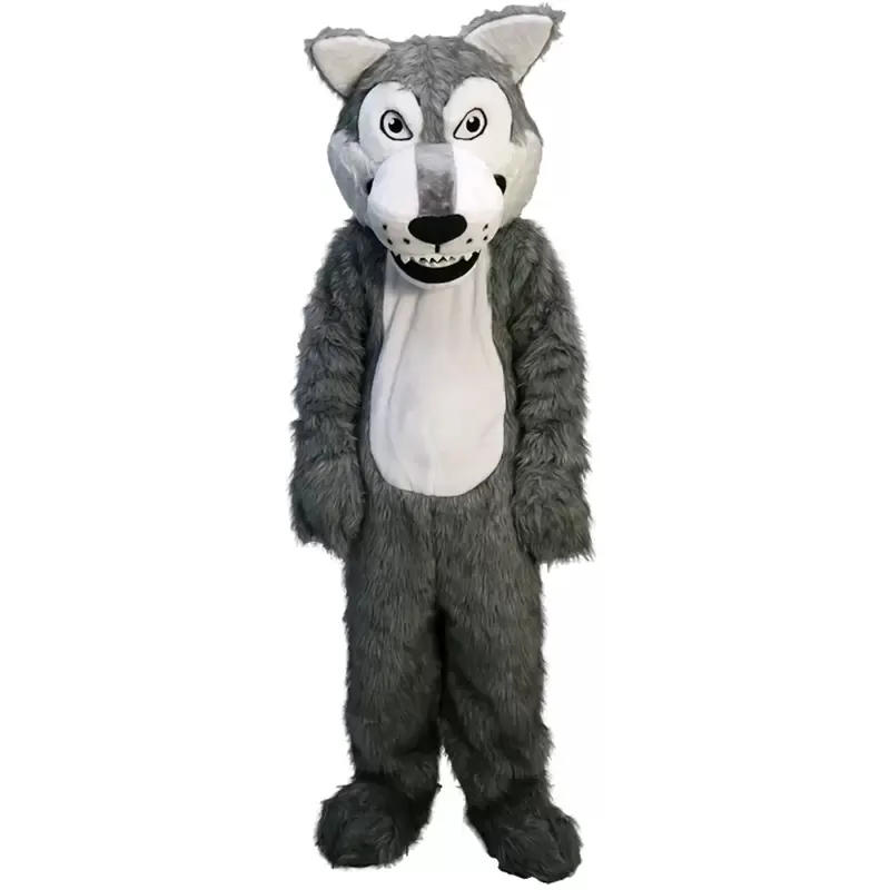 Personaggio dei cartoni animati del costume della mascotte del lupo grigio Dimensione adulta