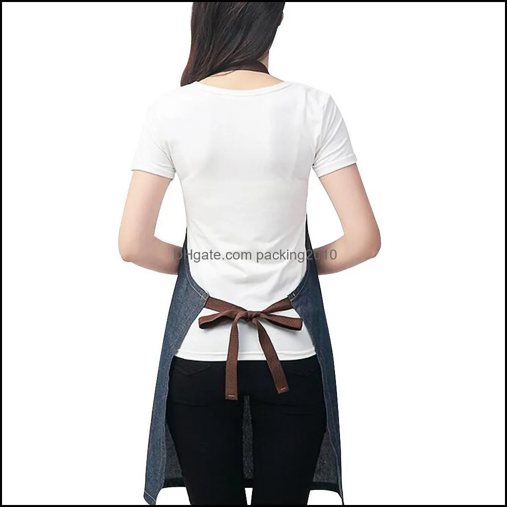 Kitchen Apron Unisex Denim Aprons Adjustable Men Women Apron With Pocket Chefs Cooking Baking Avental Home Cleaner Tool