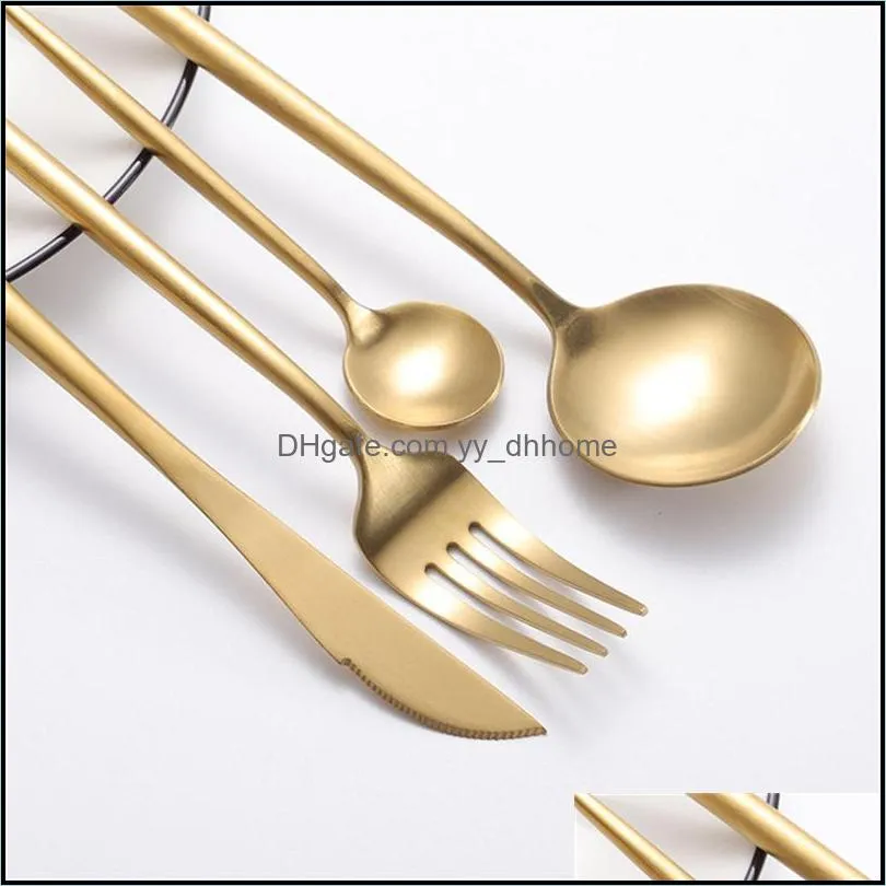 4pcs cutlery stainless steel flatware knife fork spoon set silverware set