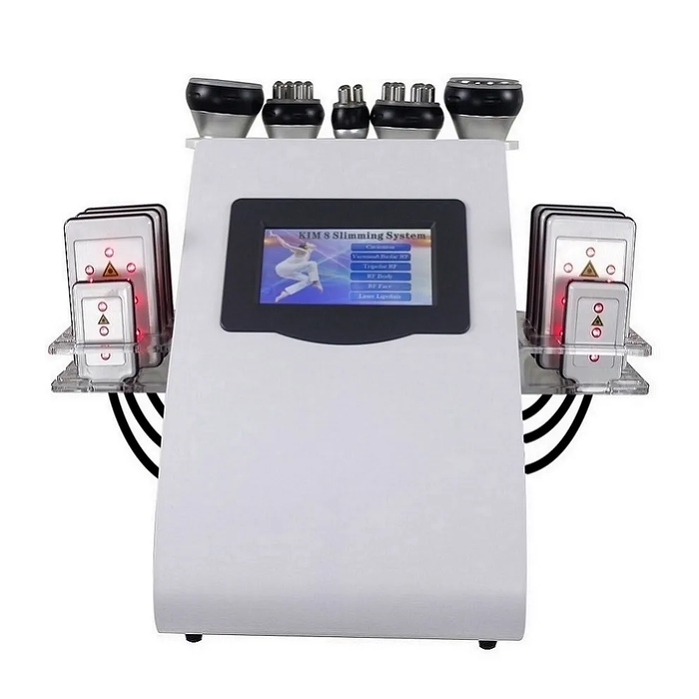 2022 New Arrival 6 In 1 40K Ultrasonic Cavitation Vacuum Radio Frequency Laser 8 Pads Lipo Fast Slimming Machine for Home Use