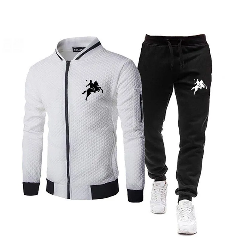 Tute da uomo Tuta da uomo di marca Giacca con cerniera Golf Fitness Palestra Cotone Abiti da uomo Tuta sportiva Set da 2 pezzi Tuta da jogging Uomo