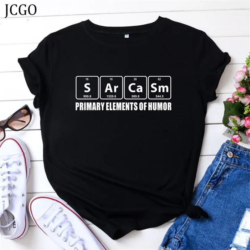 JCGOサマーコットン女性Tシャツ4XL 5XL汎用面白い文字プリント半袖TシャツシャツトップカジュアルOネック女性Tシャツ220511