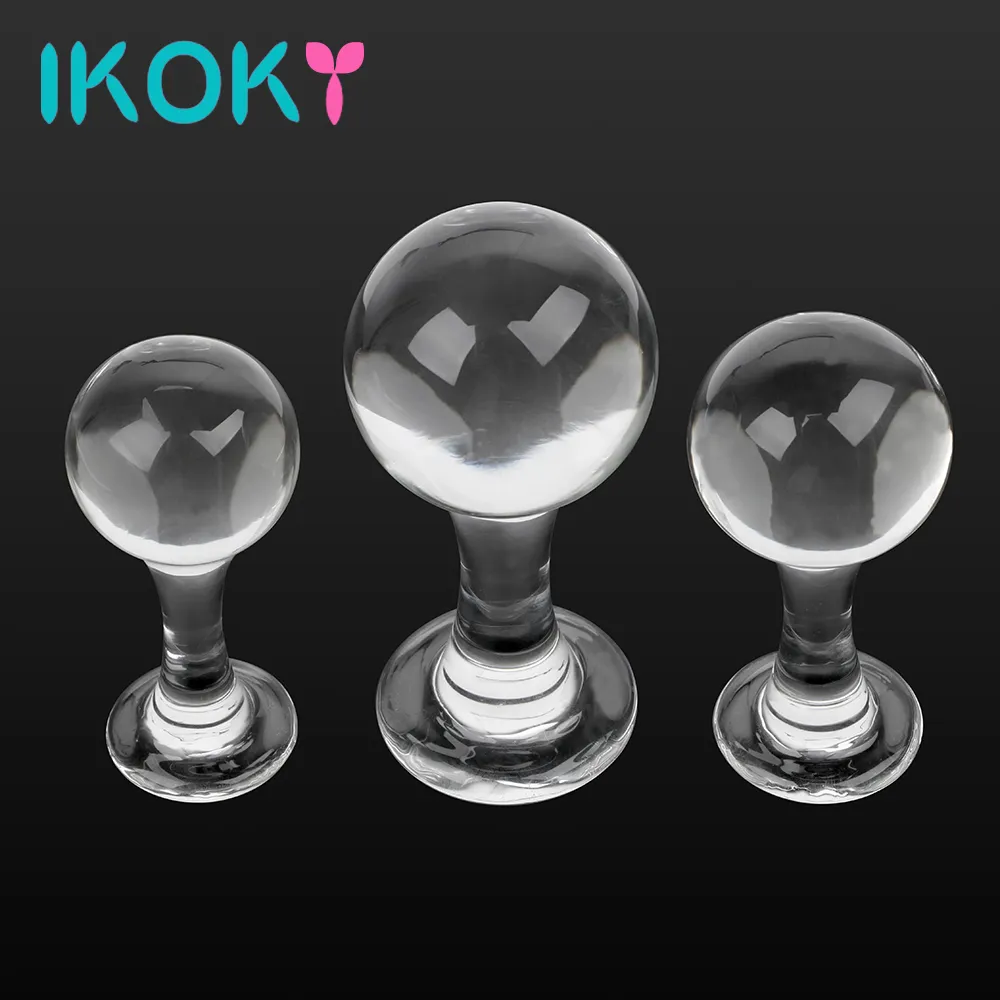 Ikoky Crystal Glass Anal Plug Prostate Massage Vagina Ball Butt Sexy Toys 여성 여성 자위 성인 제품