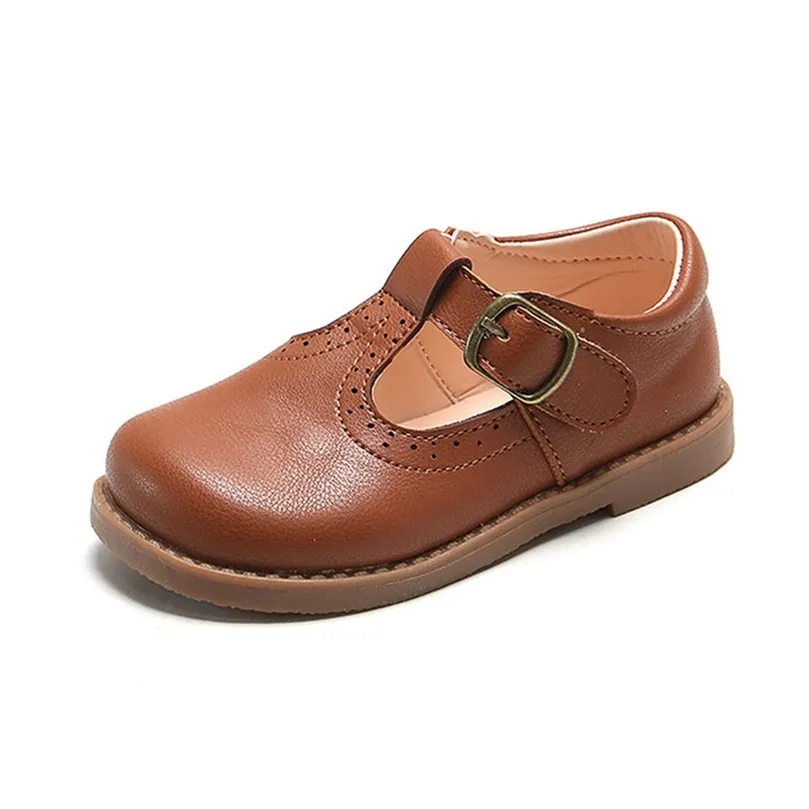 CUZULLAA Niños TStrap Hook Loop Zapatos casuales para niñas Zapatos de cuero 16 años Niños Niños Moda Pisos Tamaño 2130 220520