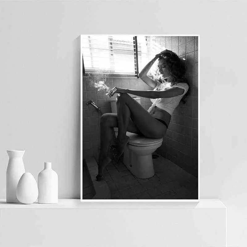 Sexy Femme Affiche Boire Fumer Fille Mur Art Photos Pour Salon