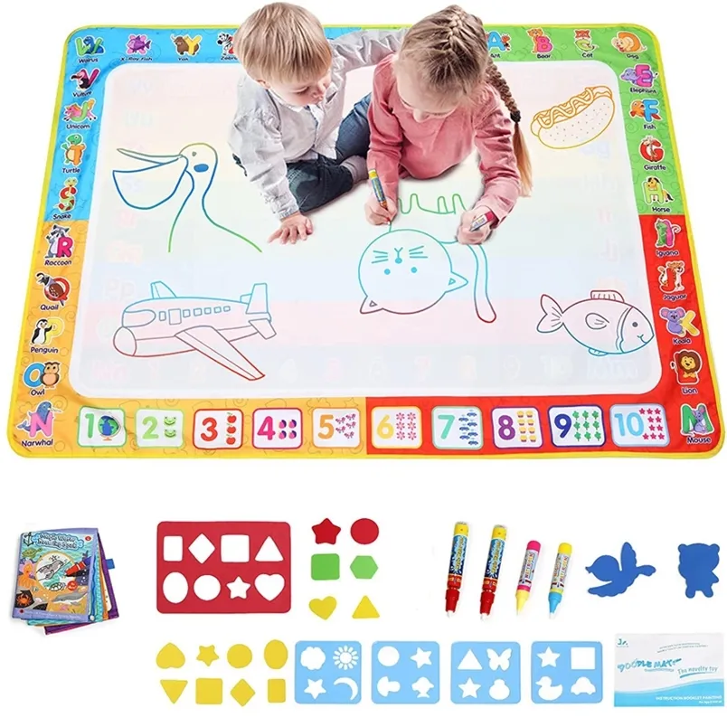Coolplay Magic Water Drawing Mat Doodle Pens Baby Play Rug Montessori Toys Painting Board Educational for Kids 220728