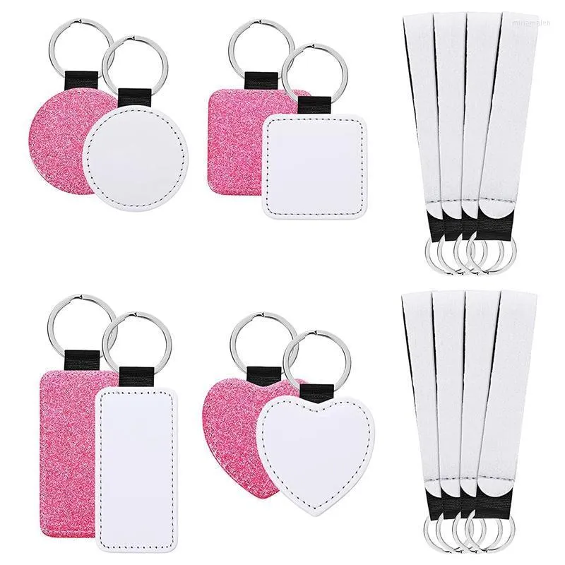 سلاسل المفاتيح 16 PCS مساميات الفراغات التسامي والفارغ الفارغة مع WRISTLET LANYARD SUBLIMALD DIY Heat Transfer for Tags MIRI22