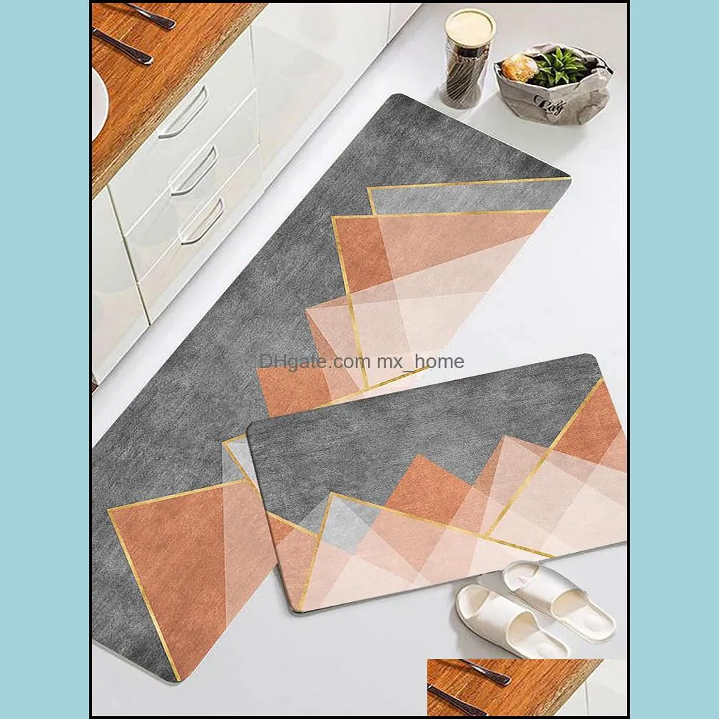 Anti-slip Long Kitchen Mat Modern Geometric Absorbent Bath Carpet Bedroom Living Room Floor Area Rug Entrance Doormat Prayer Pad