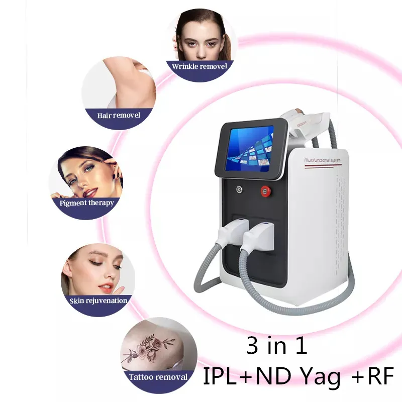 3 in 1 Multifunctional IPL Hair Removal Nd Yag Laser Permanent Tattoo speckle Remover RF Face Lift skin Rejuvenation SPA Decive