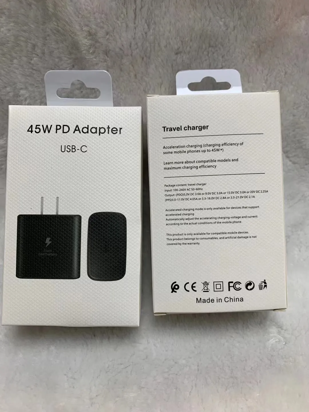 Chargeur PD d'origine 45 W Charge ultra rapide USB-C Charge rapide Type C Prise US/EU/UK Chargeur adaptateur secteur pour Samsung note 10 s22 s20 ep-ta845 avec boîte de vente au détail