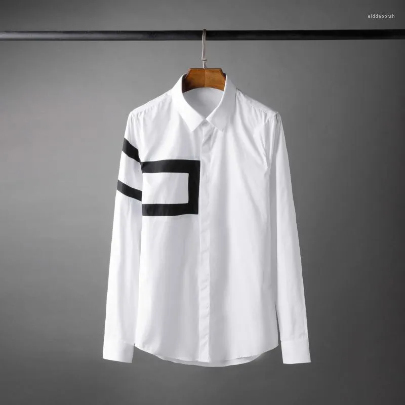 Men's Casual Shirts Minglu Geometry Splicing Mens Luxury Long Sleeve Party Dress Plus Size 4xl Fashion Slim Fit Man ShirtsMen's Eldd22