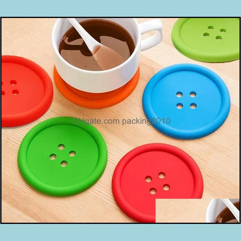 1000Pcs Round Sile Coasters Button Cup Mat Home Drink Placemat Tableware Coaster Cups Pads 5 Colors Drop Delivery 2021 Mats Table Decorati