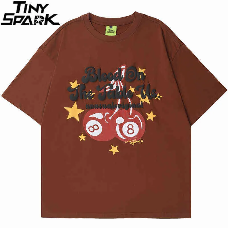 Tshirt da streetwear hip hop 2022 Maglietta da ciliegia stampata harajuku cotone tops sciolte magliette a maniche corte estate j220727