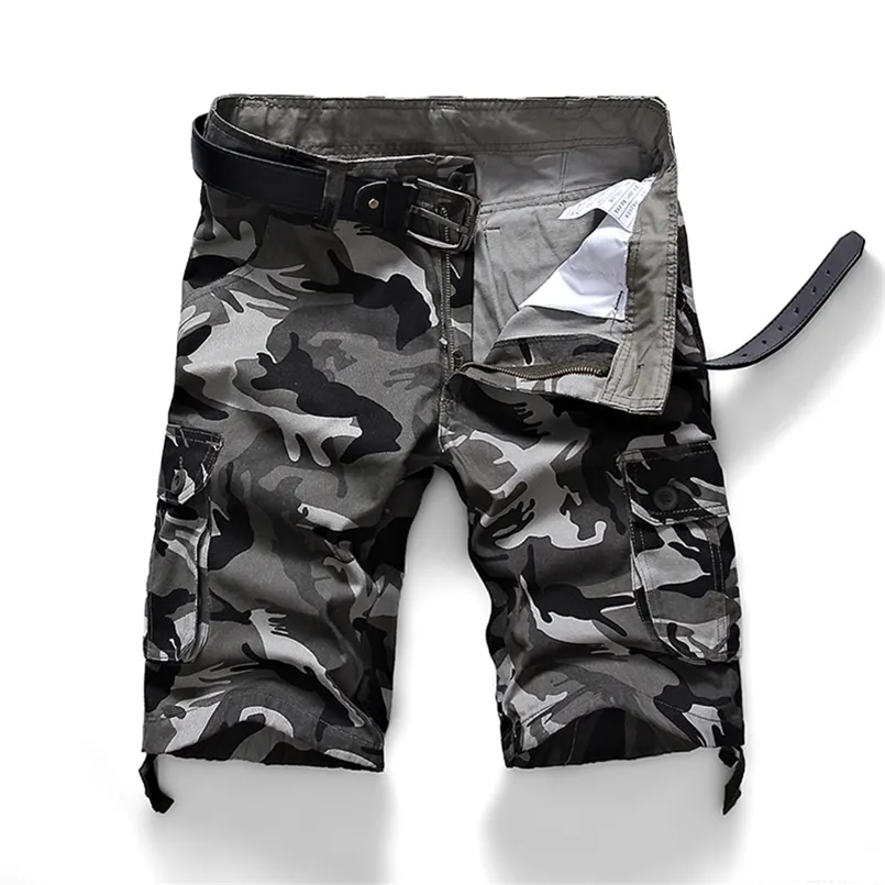 Camouflage Camo Cargo Shorts Hommes Été Casual Coton Multi-Poches Lâche Shorts Armée Militaire Tactique Shorts Plus Taille 44 220621