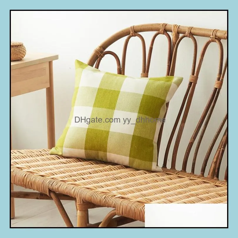 plaid pillow case fashion striped pillow case candy color cotton pillowcases fashion sitting room sofa decoration wy269-l