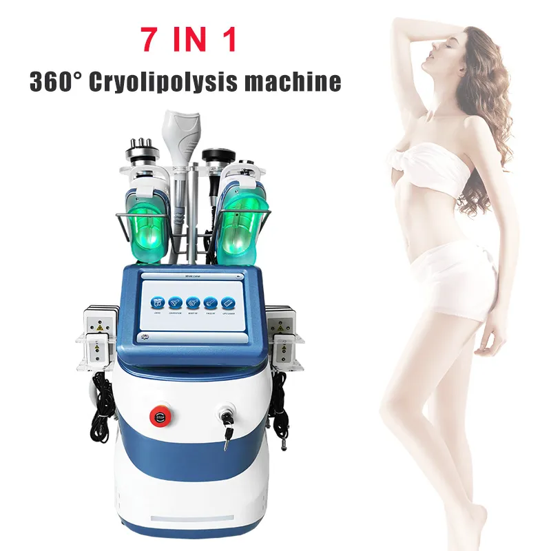 7 en 1 cryolipolyse 360 congélation des graisses amincissant la machine cryothérapie ultrasons 40k cavitation rf liposuccion lipo laser machine
