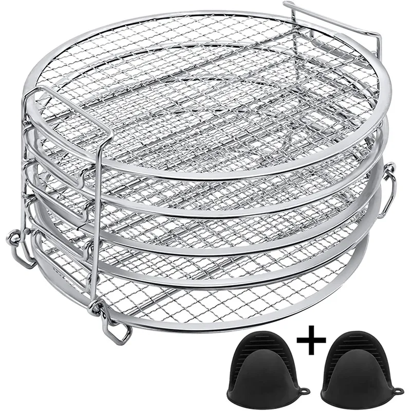 Bakrätter Pannor Fryer Tillbehör 5 Tier Grill för Ninja Foodi Dehydration Rack Torkad Frukt Rostfritt Stål Stativ Tillbehör W220425