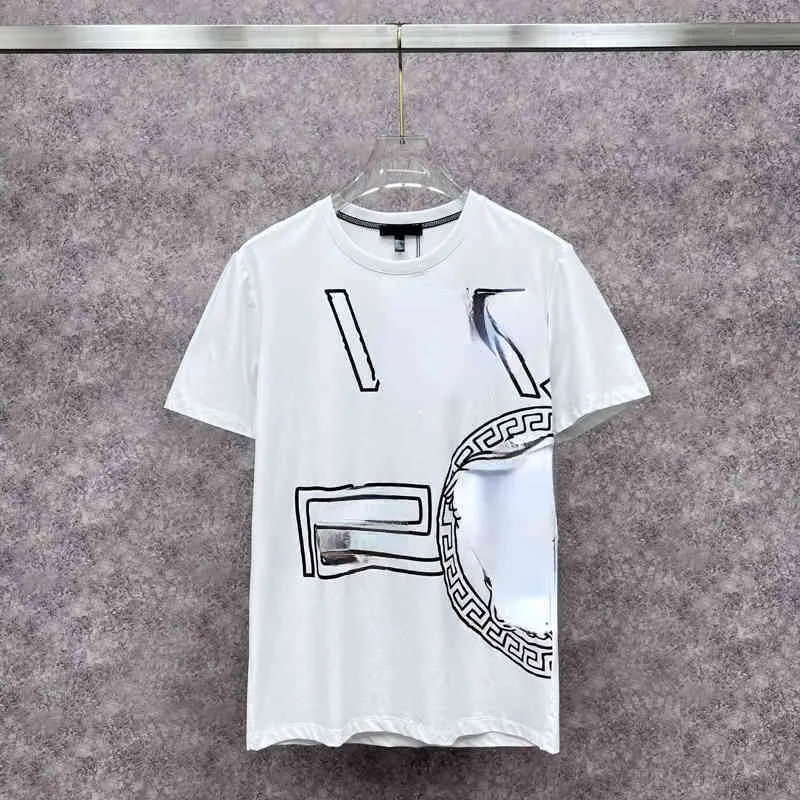 2022 Summer New Medusa Letterhead Print Camiseta de manga corta con cuello redondo para hombre Half Casual Diseñador de moda camisetas para hombre