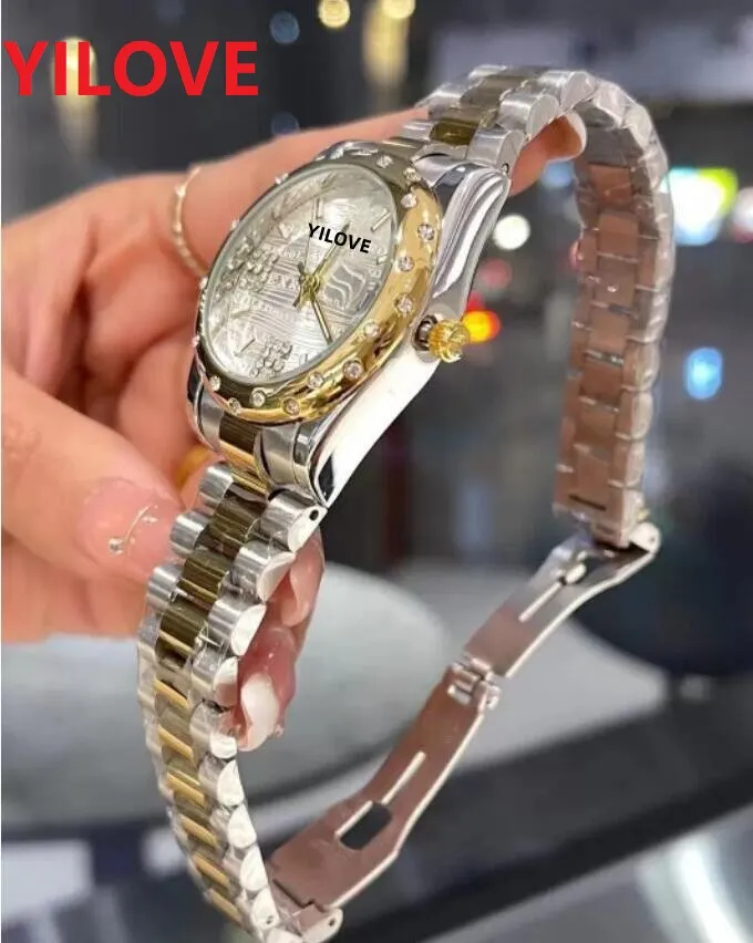 최고 품질의 좋은 모델 패션 레이디 다이아몬드 링 시계 316L 스테인레스 스틸 인과 여성 범죄 3 핀 수입 크리스탈 렌즈 석영 운동 손목 시계 선물