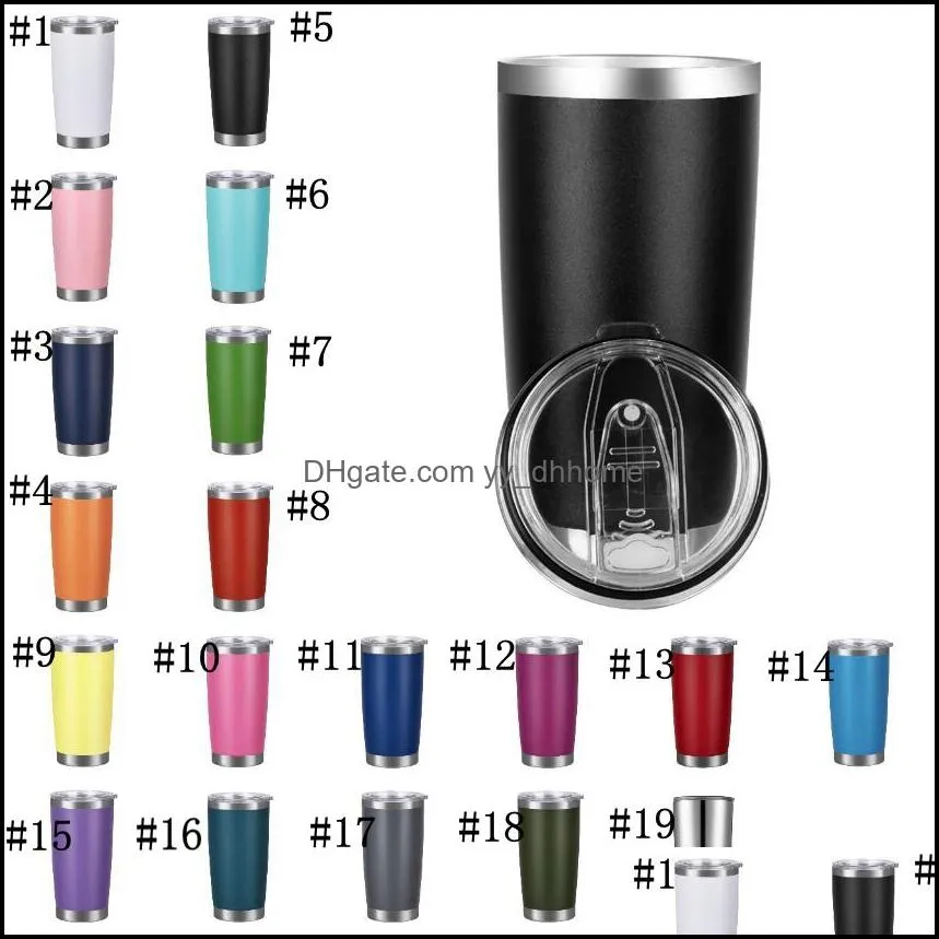 20oz car cups mug stainless steel tumblers cup vacuum insulated travel metal water bottle beer coffee mugs with lid 18 colors
