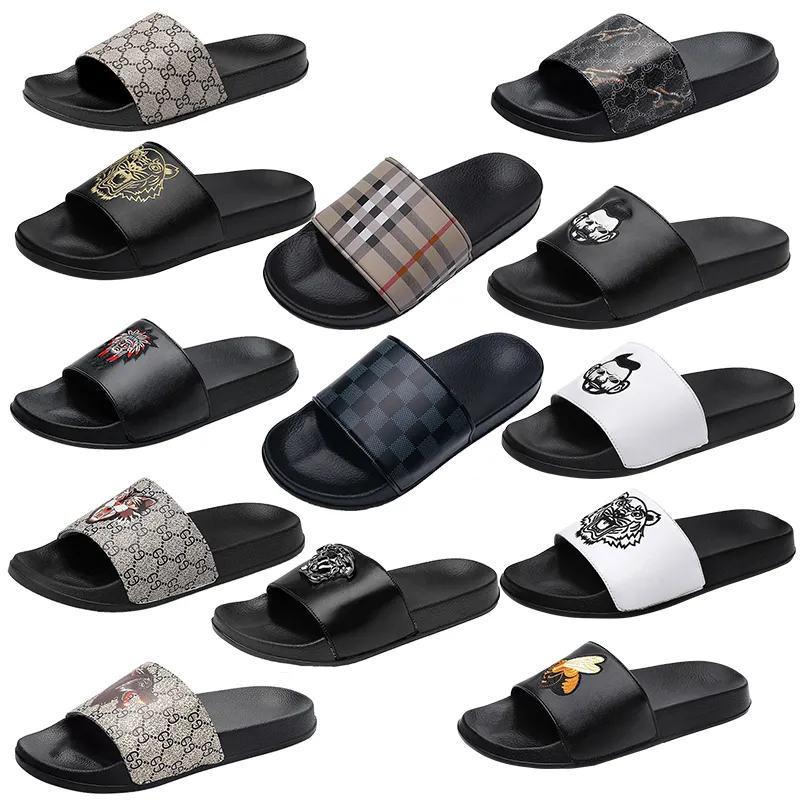 Brand de luxo de boa qualidade masculina lips de designer slides Avatar Padrão de grade de grade Sapatos deslizantes Moda de moda larga sandálias chinelas chinelo flip flop