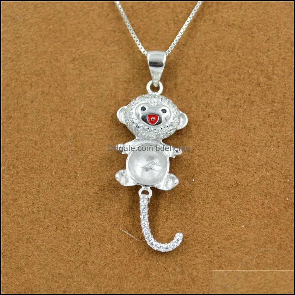 Pearl Necklace Pendant support S925 pure silver pearl pendant DIY necklace silver accessories micro zircon wholesale DZ053