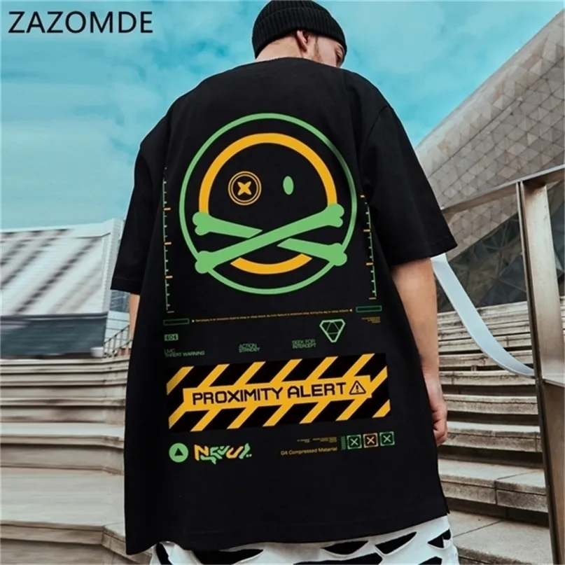 Zazomde Summer Overdized Cartoon Short-ärmad t-shirt Male ins high street tees trend par halvärmad plusstorlek 220621