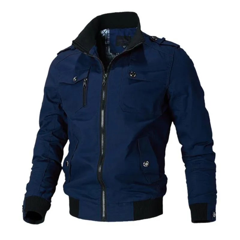 Navy blue polyester casual jacket deals