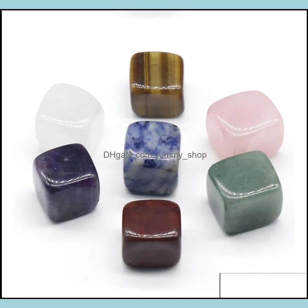 Stone Loose Beads Jewelry Natural Chakra Squares Rose Quartz Amethyst Agate Tiger Powder Crystal White Yoga Meditation E Dhs1P