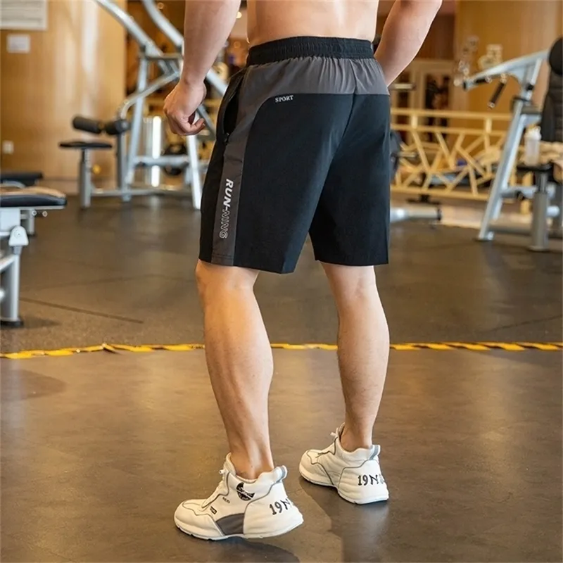 Hommes Fitness Running Shorts Hommes Sport Respirant Séchage Rapide Formation Gym Joggers Poche Zippée 220602