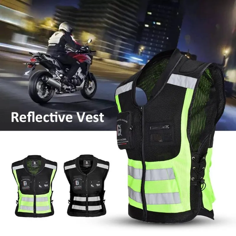 Motorcycle Apparel Riding Reflective Jacket Safety Waistcoat Warning Clothing Cycling Outdoor Sleeveless VestMotorcycle