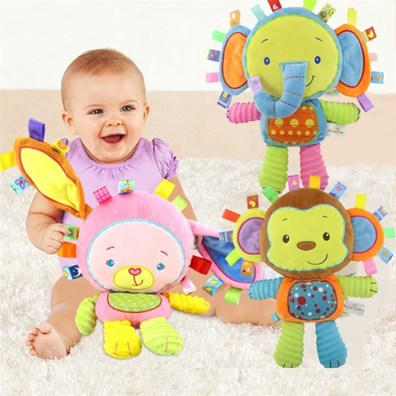 Dessin animé bébé en peluche hochets infantile apaiser poupée cloches à main éléphant lion infantile éducatif suspendus jouets de dentition brinquedos bebe 220531